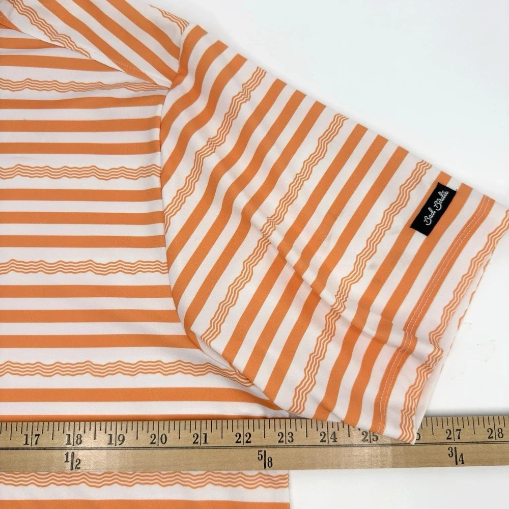Bad Birdie Polo Shirt Men XL‎ Orange Stripe Golf Performance Stretch